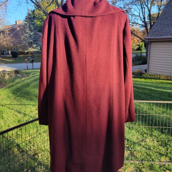 Modernist Asymmetrical Faux Leather Trim/Shawl Collar Winter Coat-1X - Picture 4 of 8